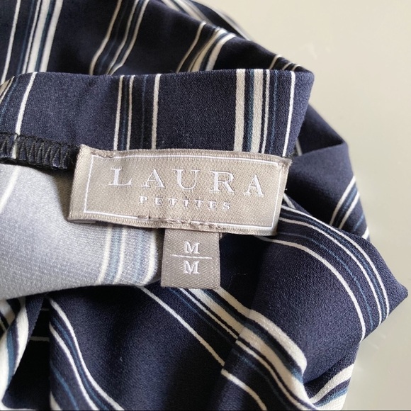 Laura Petites Navy & White Stripe Asymmetric Skirt Size M - Picture 10 of 12